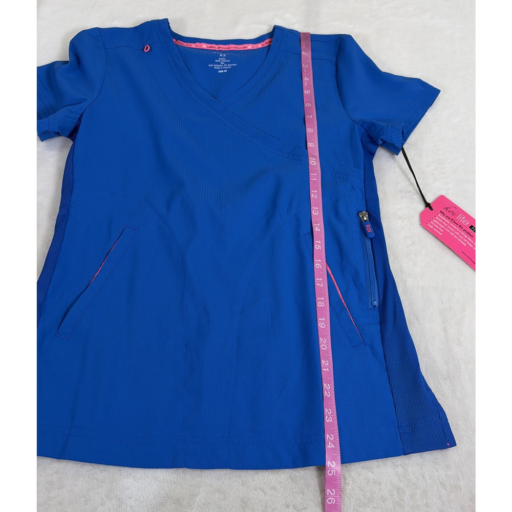 NWT Koi Lite Scrub Top Womens Slim Fit XS Blue Scrub Top Medical Nurse Charity - Picture 10 of 13